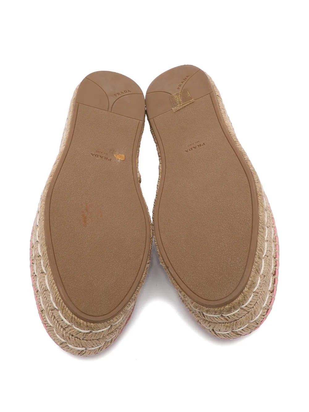 Pre-owned Prada Platform Leather Espadrilles In Pink
