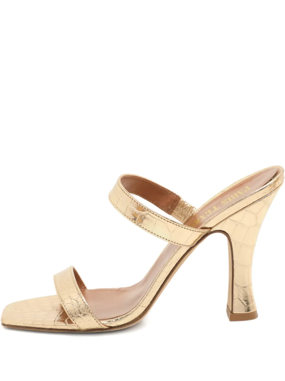 Pre-owned Paris Texas Croc-embossed Leather Sandals In Gold