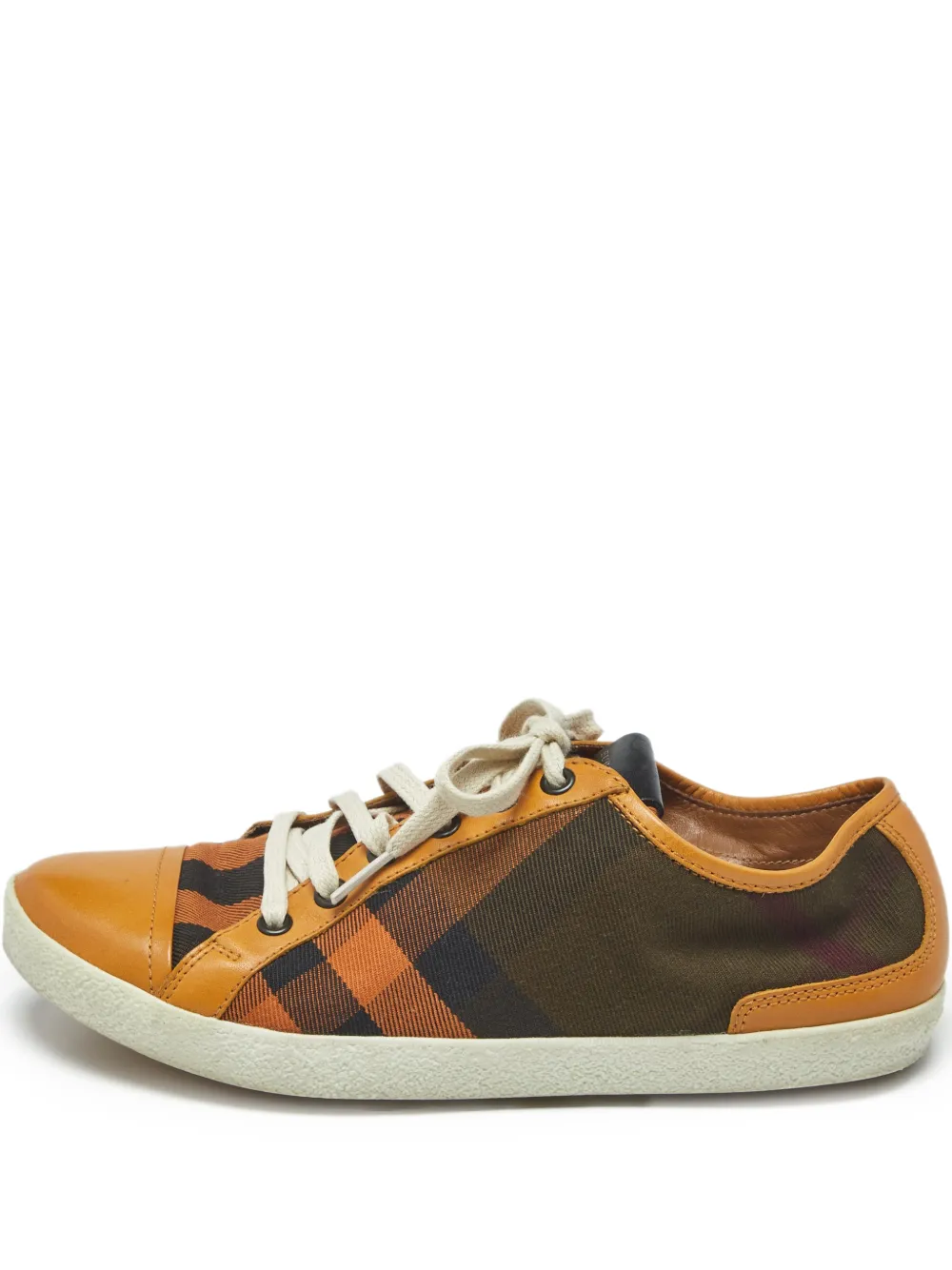 Burberry Pre-Owned Harrowby check canvas trainers - Orange