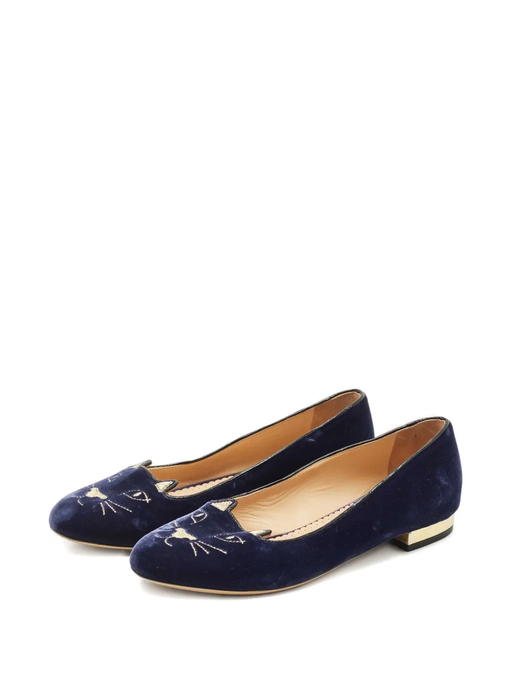 Charlotte Olympia Kitty embroidered flat pumps - Blauw