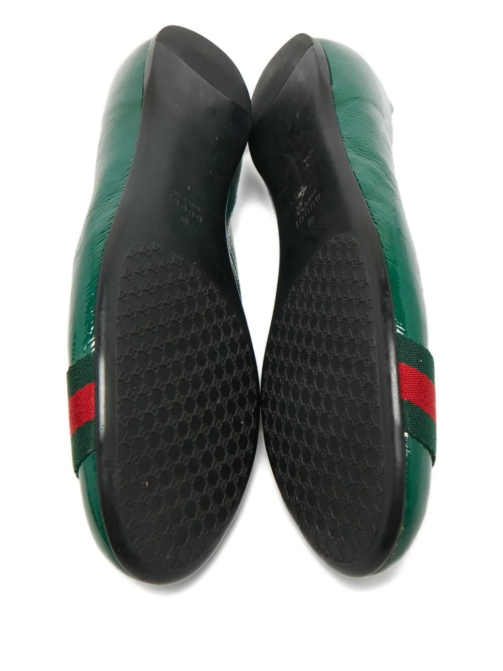 Gucci Pre-Owned Web-detail leather ballet flats - Groen