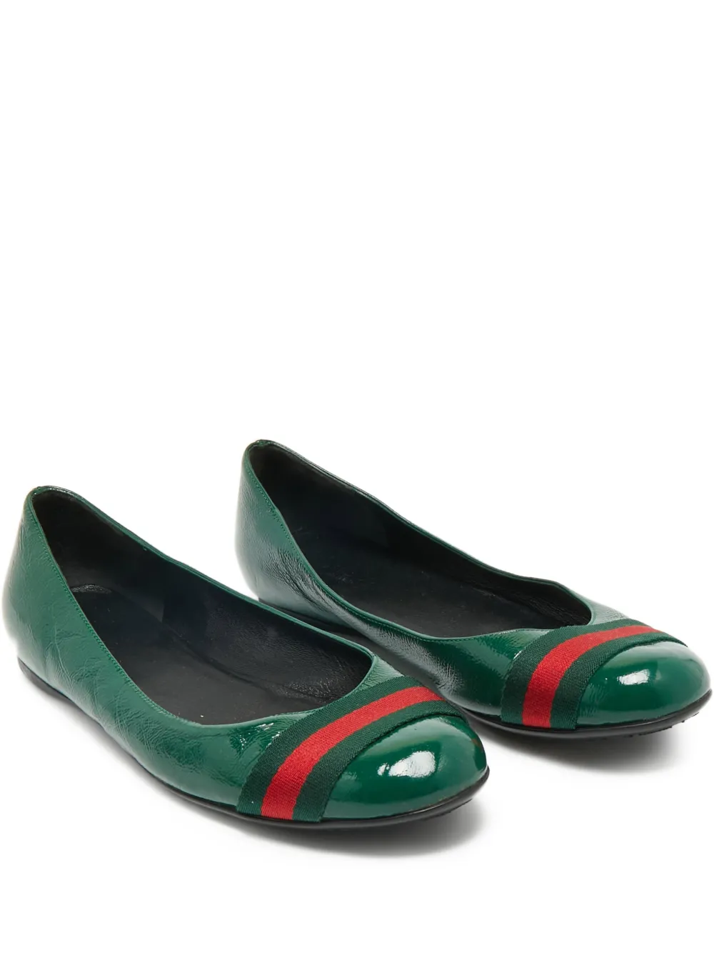 Gucci Pre-Owned Web-detail leather ballet flats - Verde