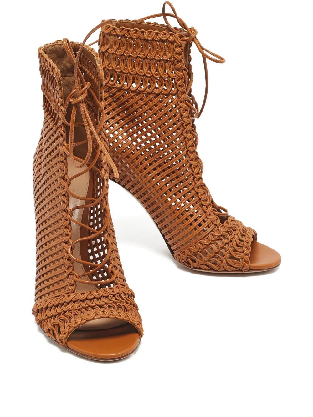 Pre-owned Gianvito Rossi Woven Lace-up Boots In Multi