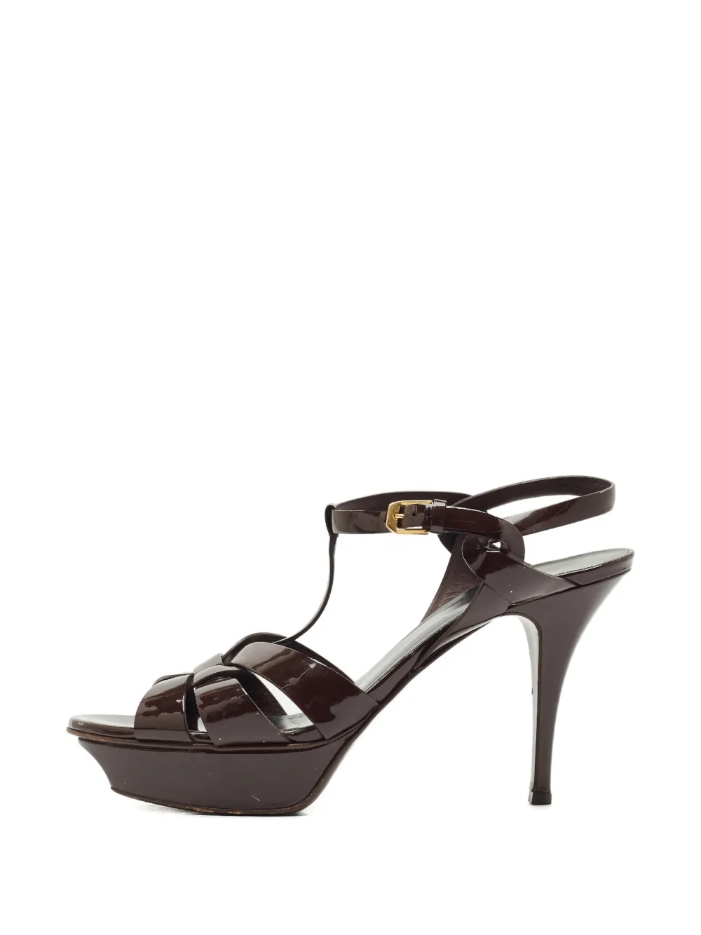 Saint Laurent Pre-Owned Plateau-Sandalen mit verschlungenen Riemen - Braun