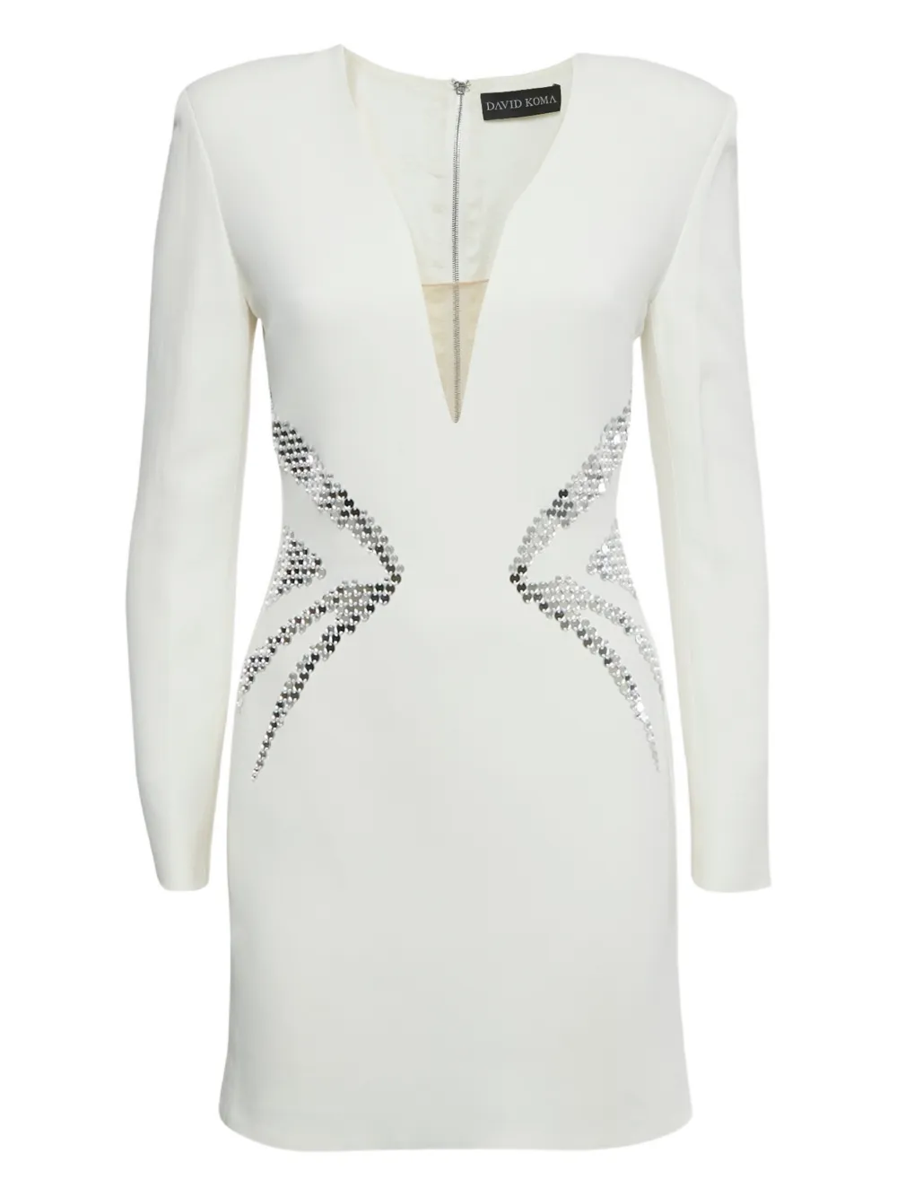 David Koma mirror-embellishments mini dress - Bianco
