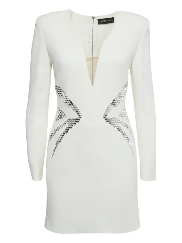 David Koma mirror-embellishments Mini Dress | White | FARFETCH