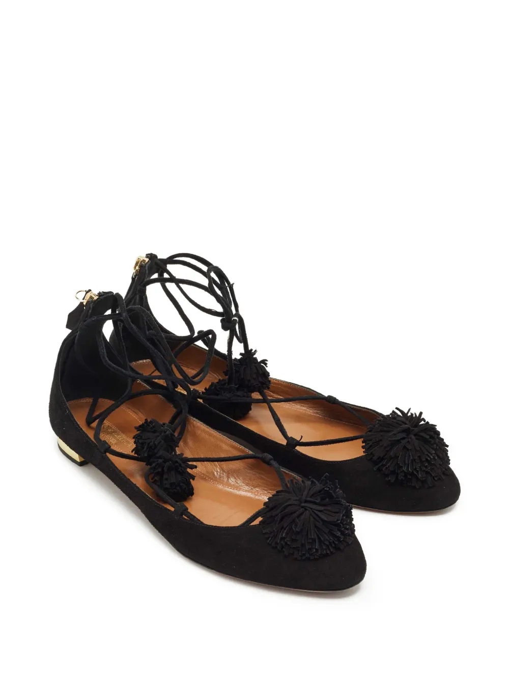 Aquazzura Sunshine tassel flat pumps - Zwart