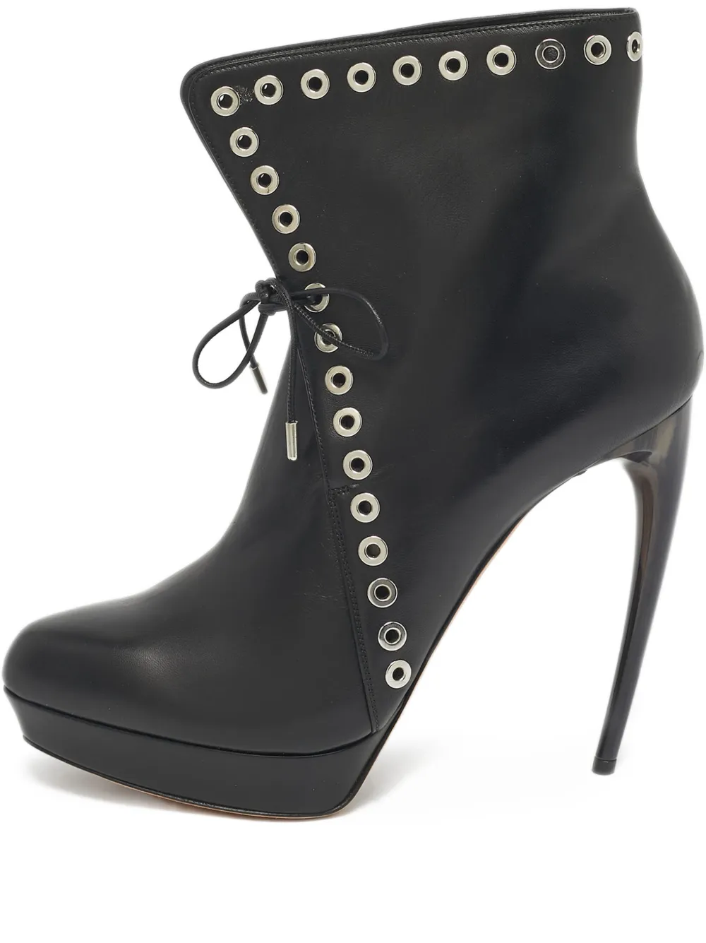 Alexander McQueen Pre-Owned horn-heel eyelet ankle boots - Schwarz
