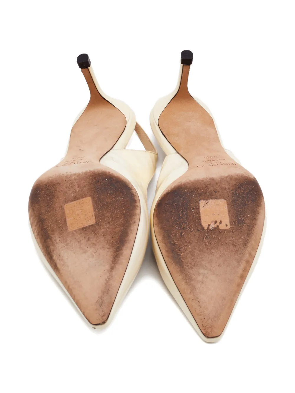 Jimmy Choo Pre-Owned Erin patent-leather slingback pumps - Beige