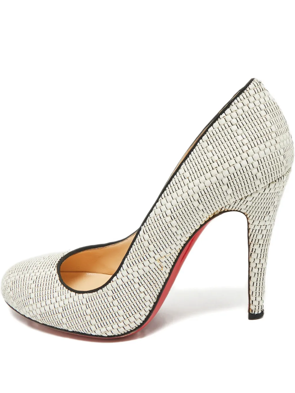 Christian Louboutin Pre-Owned woven round-toe pumps - Bianco
