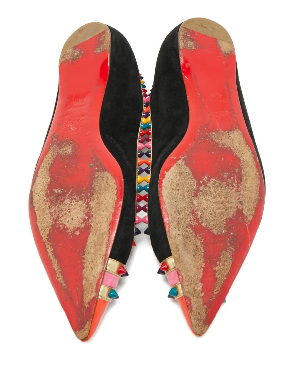 Christian Louboutin Pre-Owned Malabar Hill spike-accent pointed-toe ballet flats - Zwart