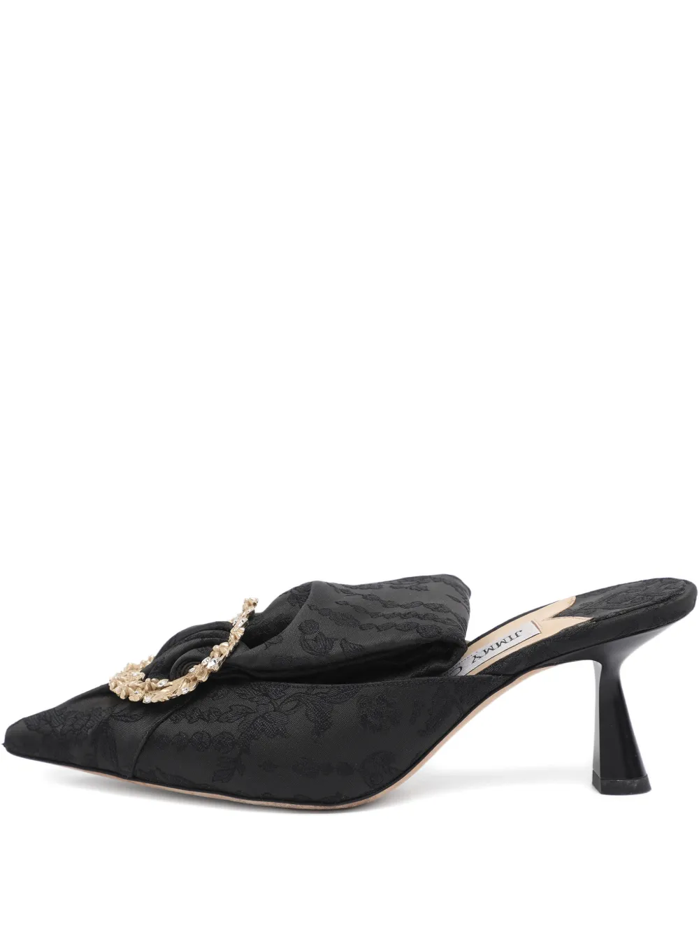 Pre-owned Jimmy Choo Lulla Embellished Heeled Mules In Black