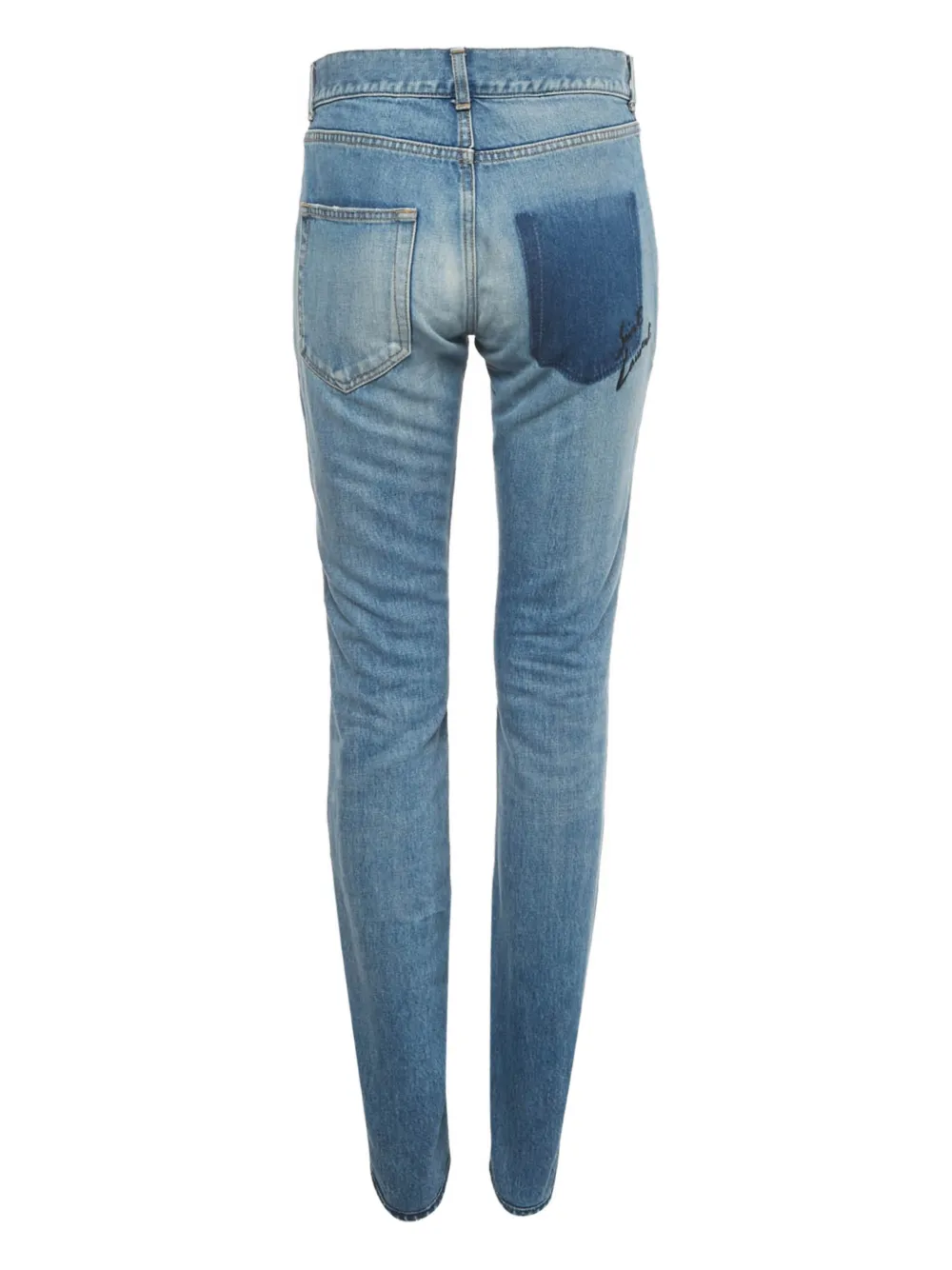 Saint Laurent Pre-Owned embroidered skinny jeans - Blauw