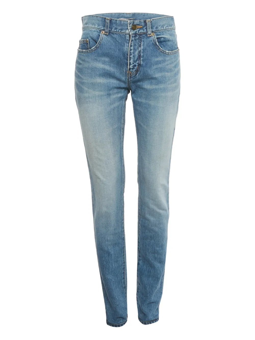 Saint Laurent Pre-Owned embroidered skinny jeans - Blu