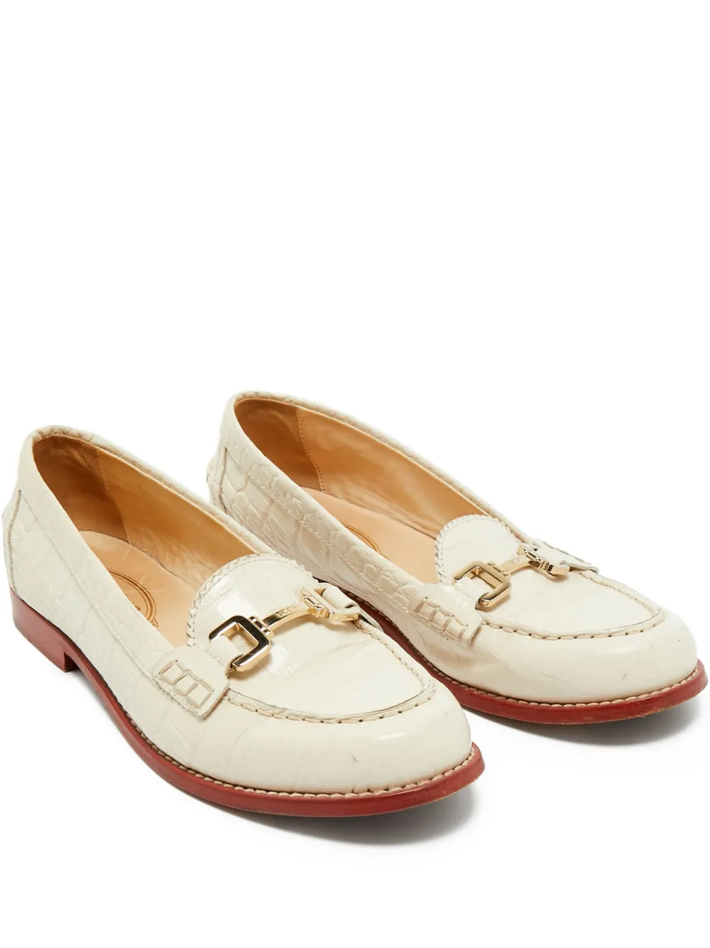 Tod's Vintage embossed-leather loafers - Nude