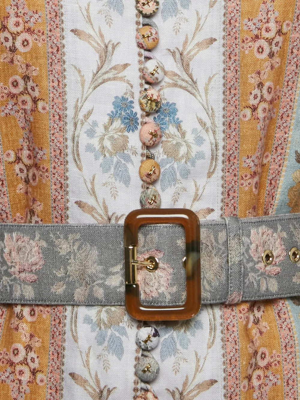 Pre-owned Zimmermann Floral Linen Mini Dress In Neutral