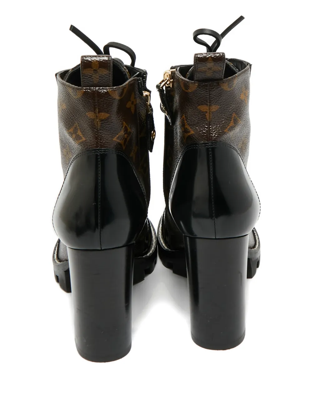 Louis Vuitton Pre-Owned Monogram leather-panel ankle boots - Bruin