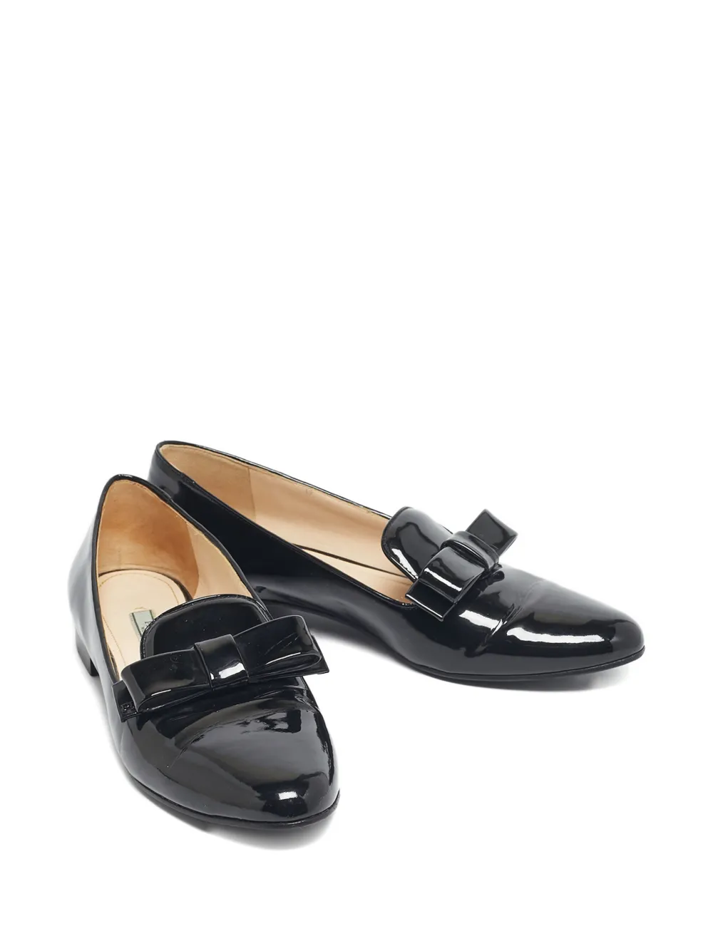PRADA Pre-owned Bow-detail Slip-on Loafers In Black