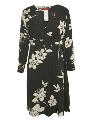 Maje floral-embroidered Pleated Dress | Black