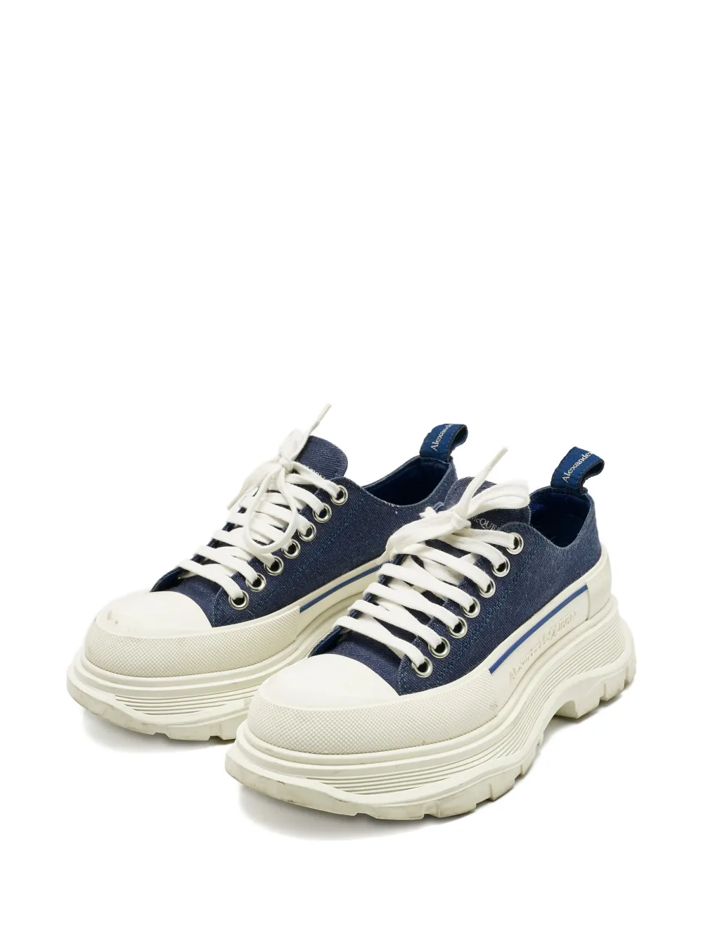 Alexander McQueen Pre-Owned tread canvas sneakers - Blauw