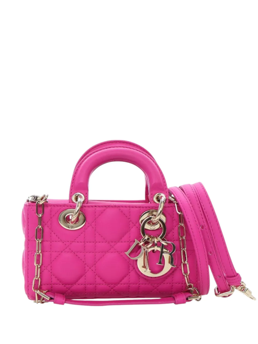 Christian Dior Pre-Owned Borsa a tracolla Lady D Joy micro con motivo Cannage in pelle di agnello 2010-2025 - Rosa