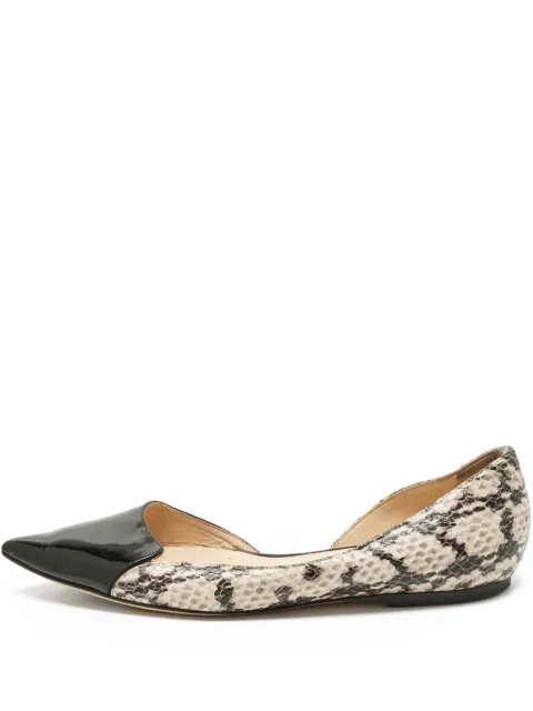 Jimmy Choo Pre-Owned python-embossed pointed flat pumps