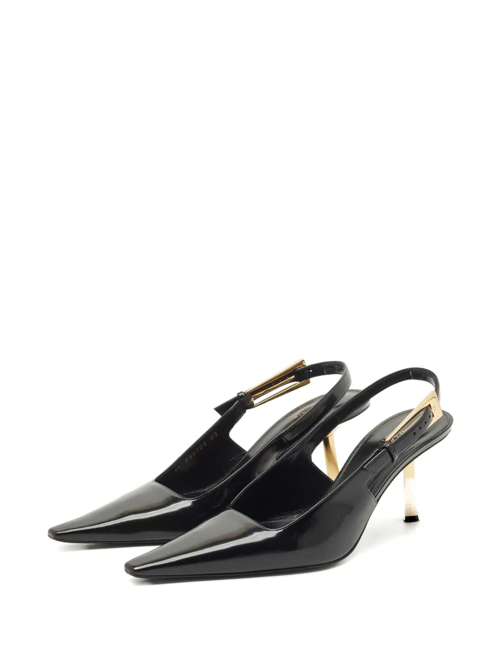 Saint Laurent Pre-Owned leather slingback pumps - Zwart