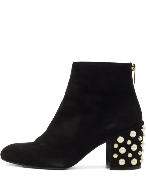 Stuart Weitzman faux-pearl suede ankle boots