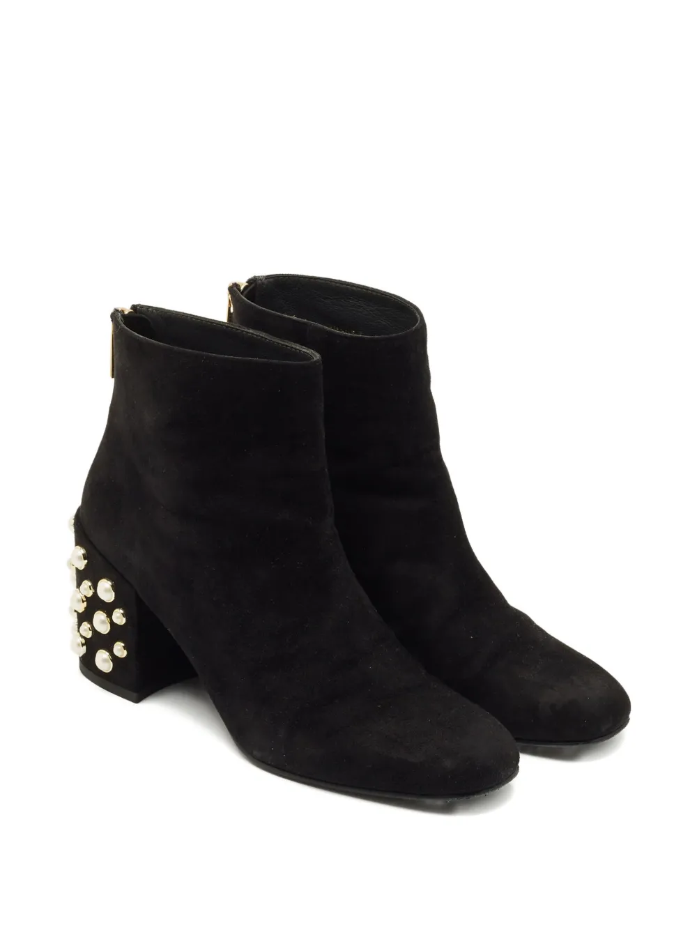 Stuart Weitzman faux-pearl suede ankle boots - Zwart