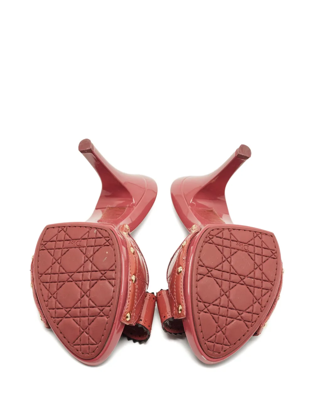 Christian Dior Pre-Owned Bow leather slides 9.5 - Rood