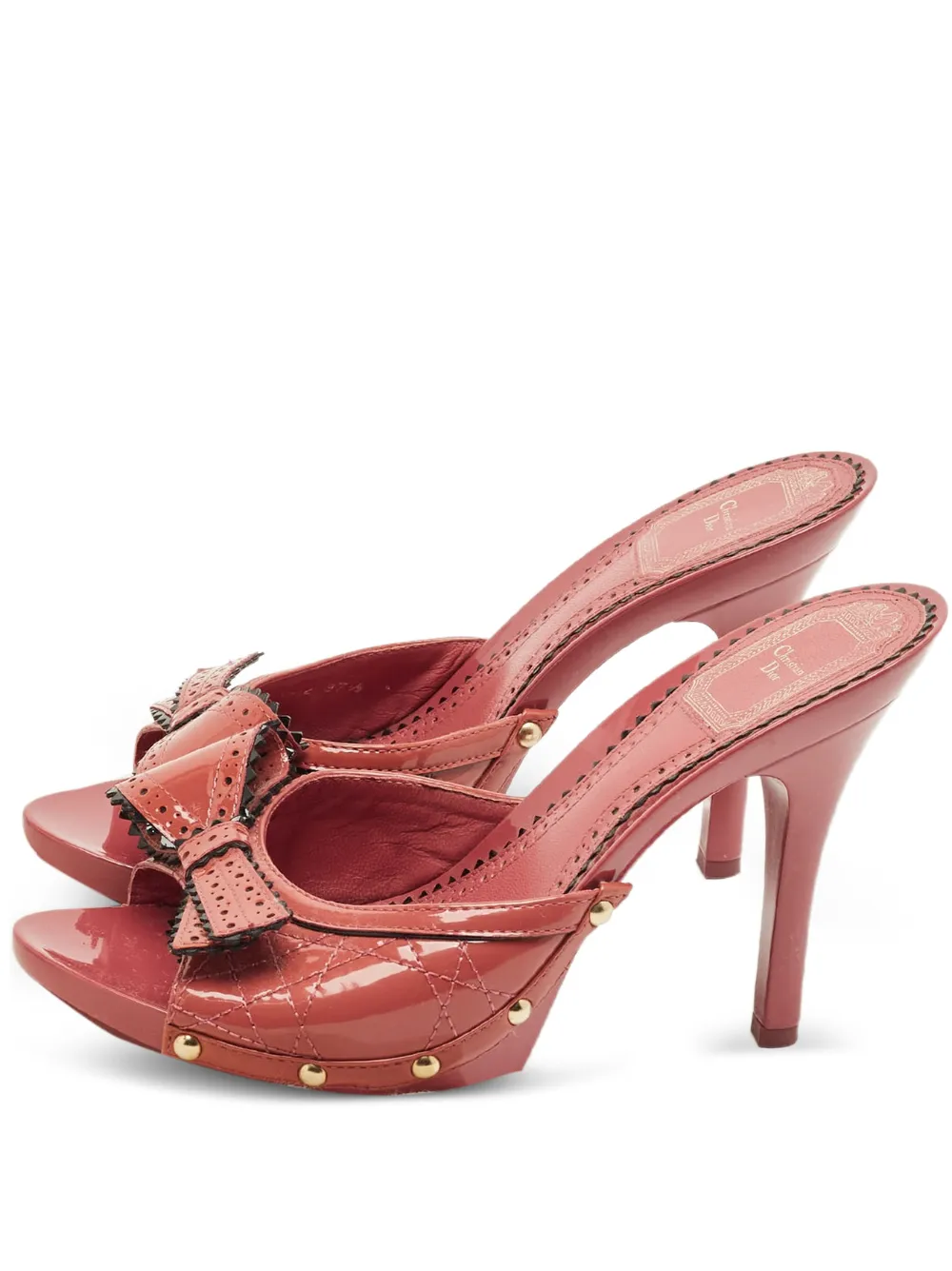 Christian Dior Pre-Owned Bow leather slides 9.5 - Rosso