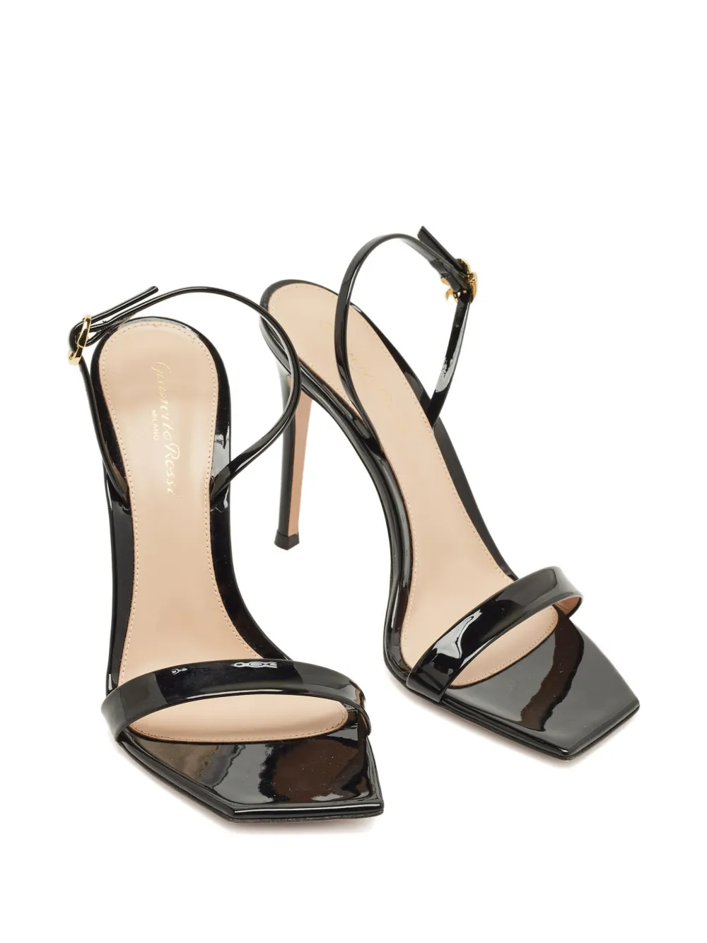 Gianvito Rossi patent-leather ribbon sandals - Zwart