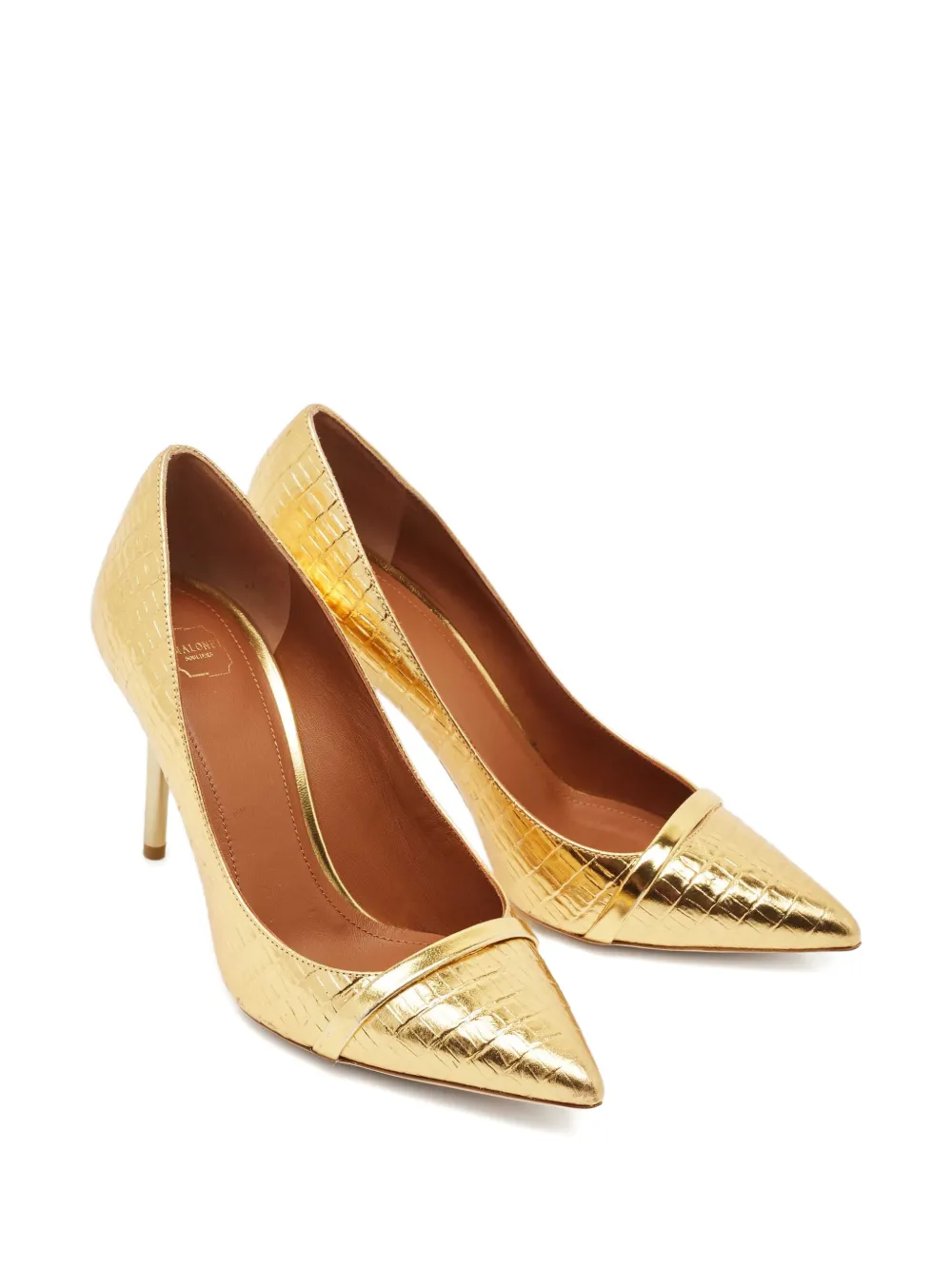 Malone Souliers embossed pointed-toe pumps 10.5 cm - Goud
