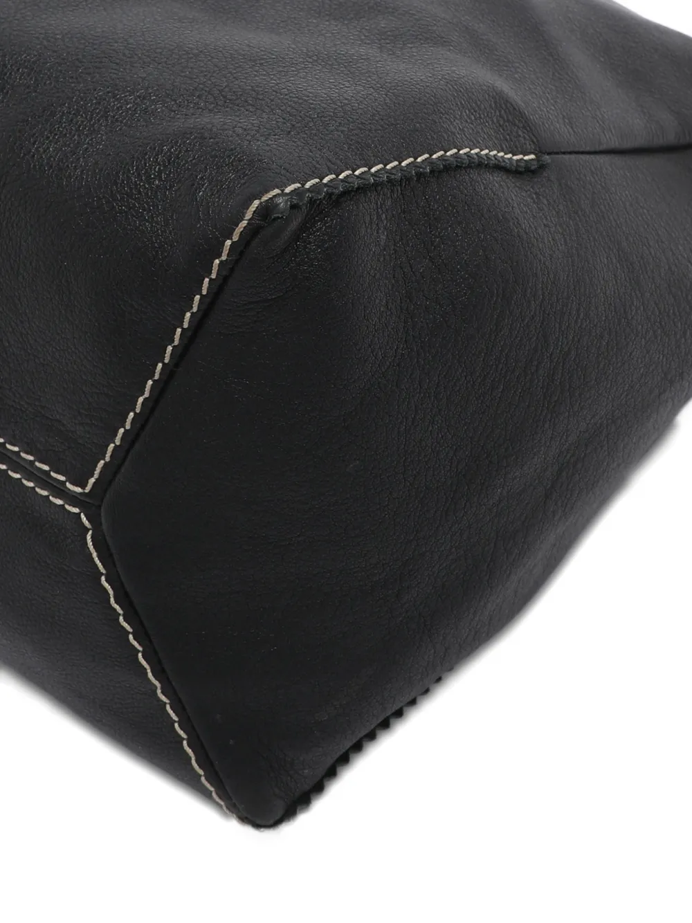 Pre-owned Carolina Herrera Vintage Leather Tassel Shoulder Bag In Black