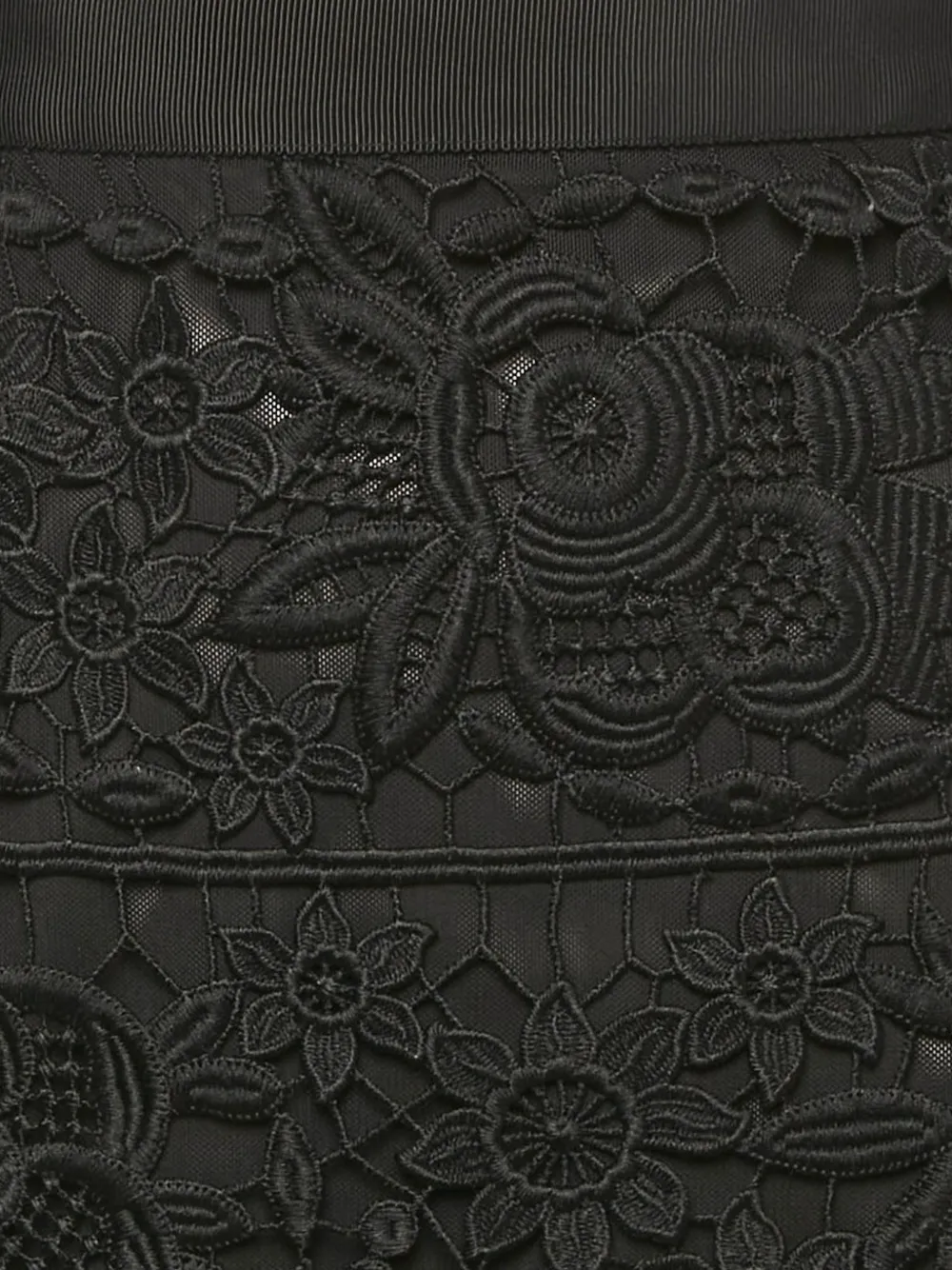 Self-Portrait lace floral mini skirt - Zwart