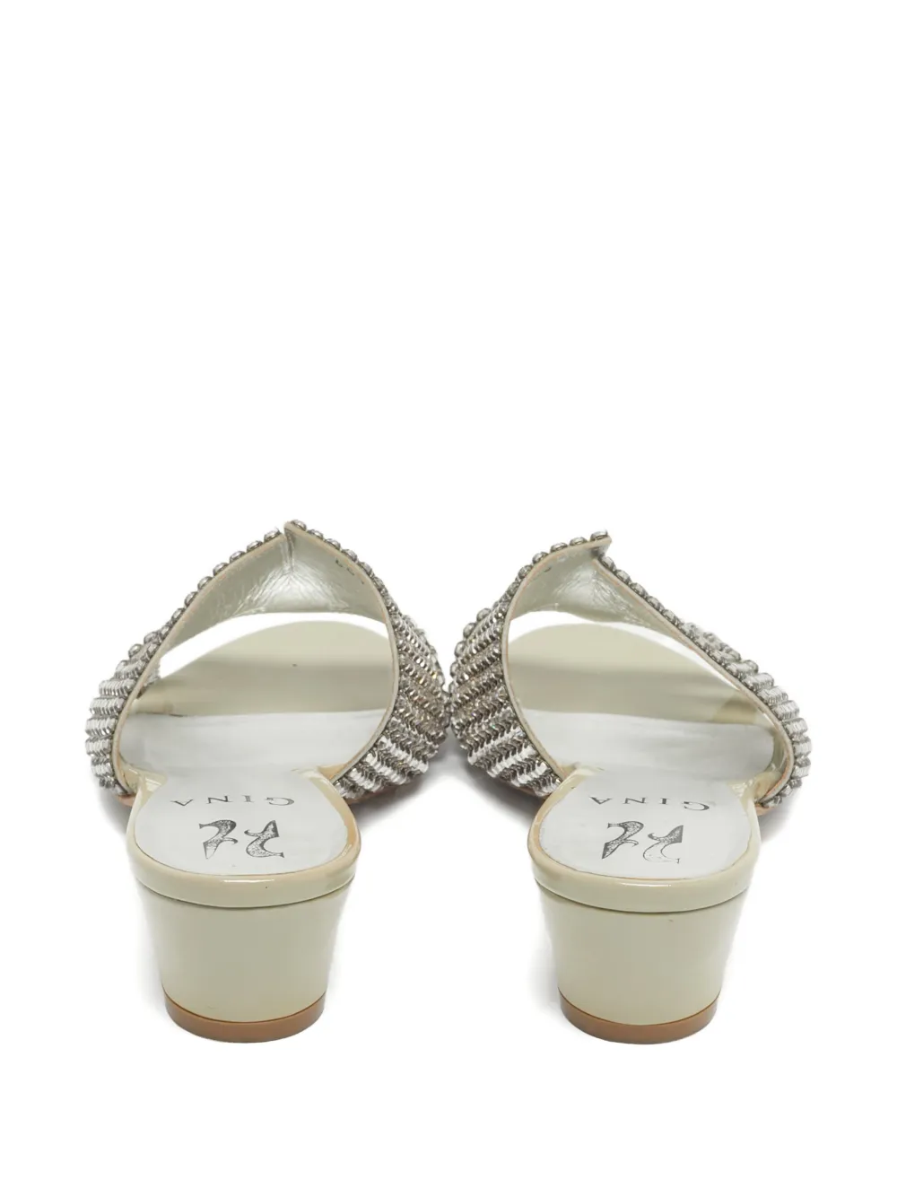 Pre-owned Gina Embellished Sandals In Neutral