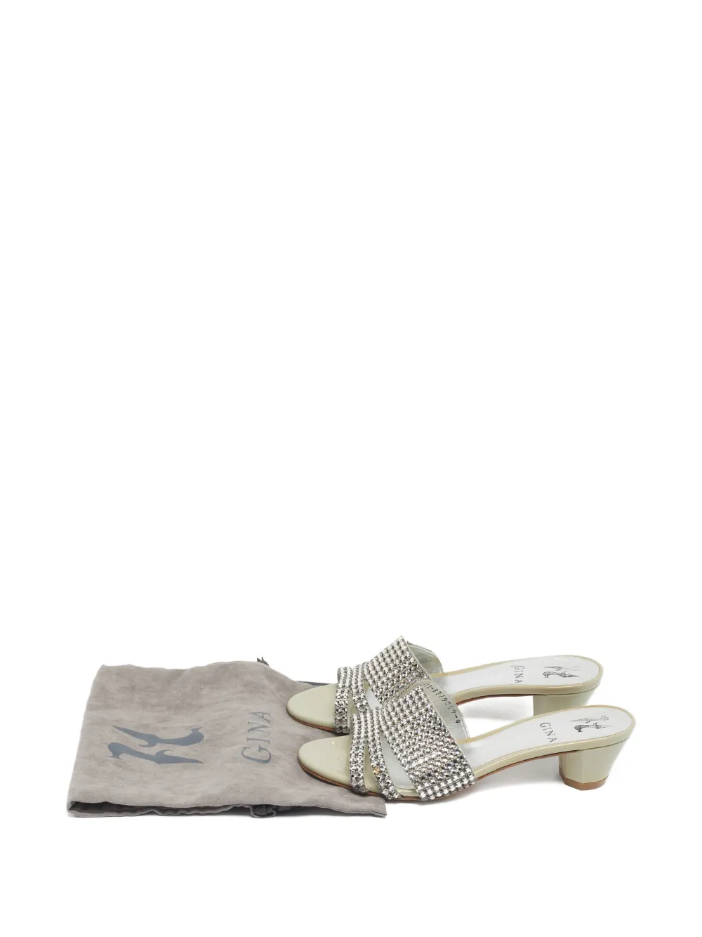 Pre-owned Gina Embellished Sandals In Neutral