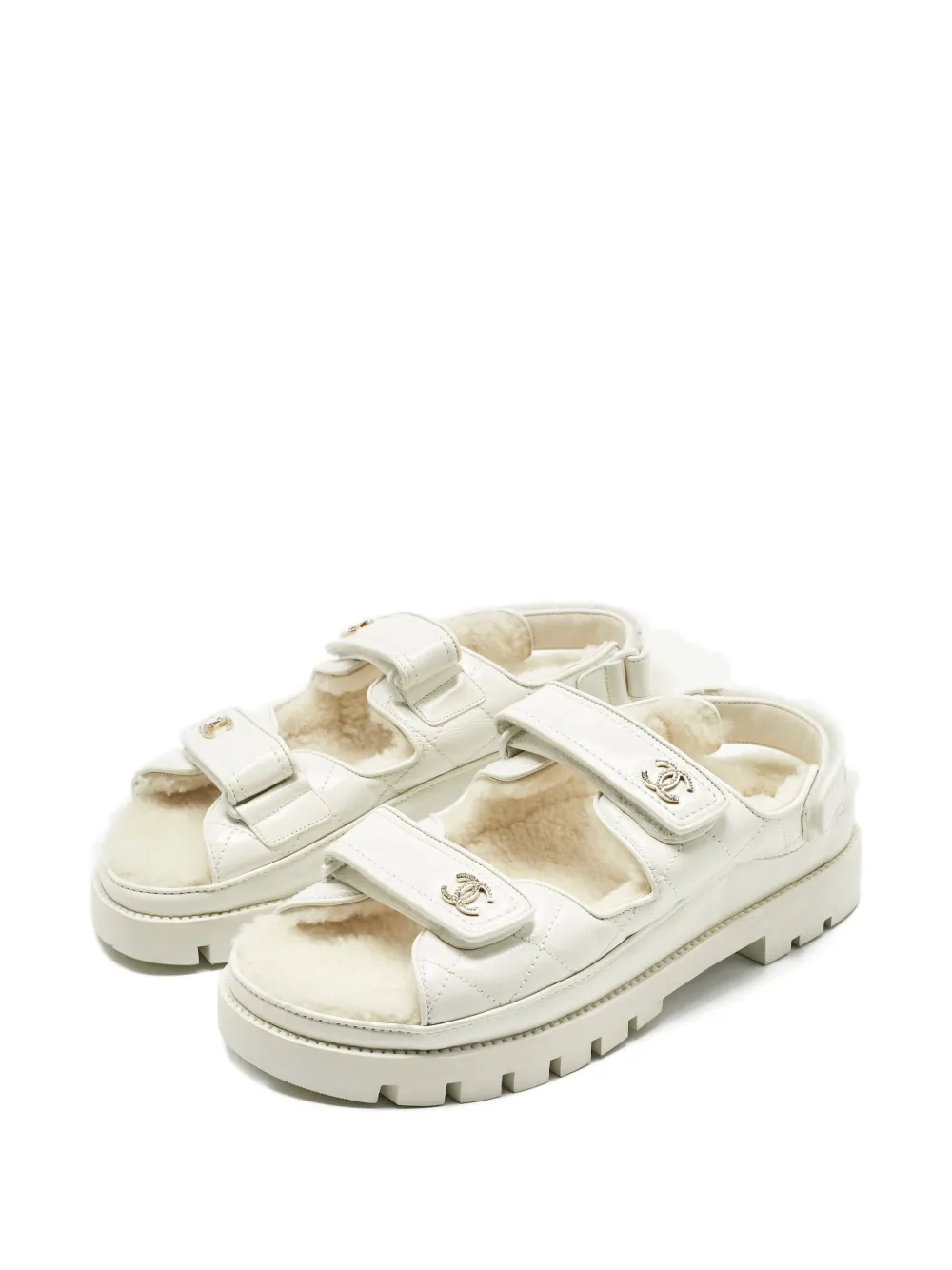 CHANEL Pre-Owned Dad shearling leather sandals - Wit