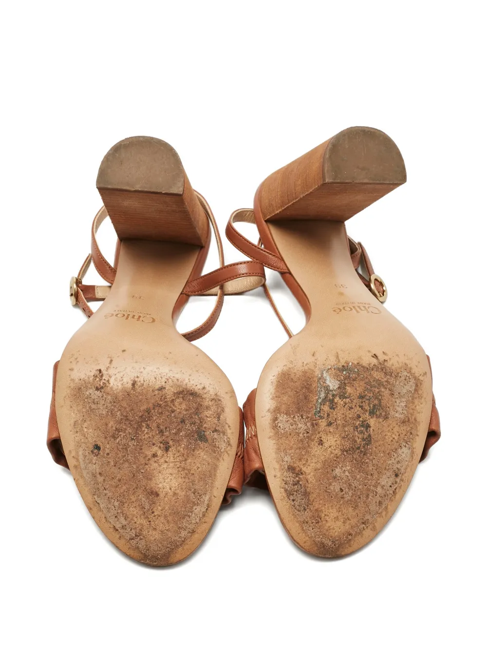 Chloé Pre-Owned ruched-embellishment sandals - Bruin