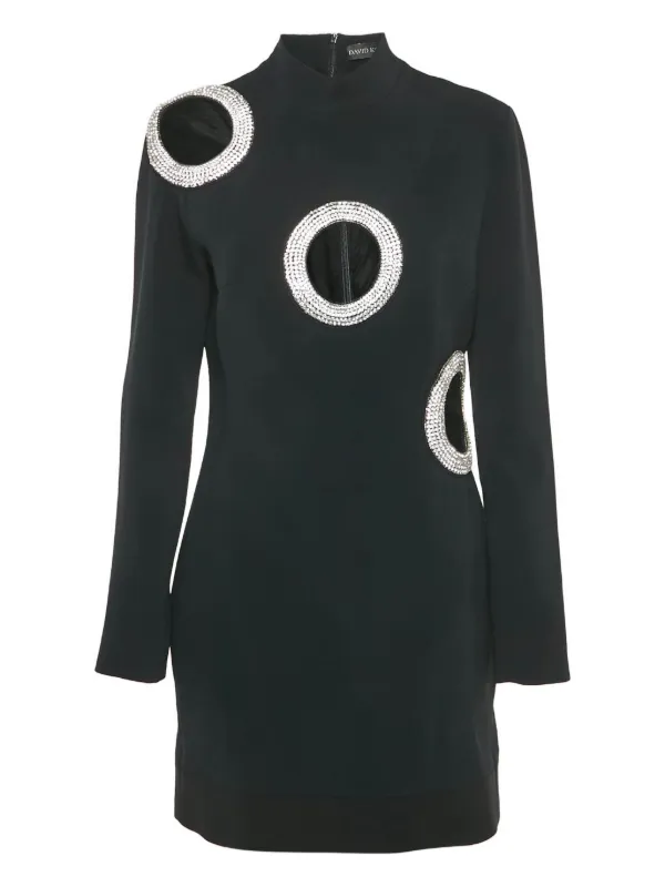 david koma cut out dress DAVID KOMA Purple Cut-out Waist Fit Flare Skater Dress