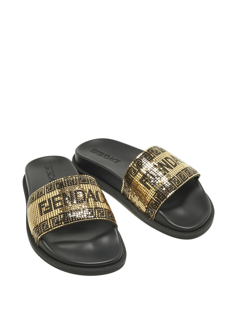 Fendi Pre-Owned x Versace mesh logo slides - Zwart