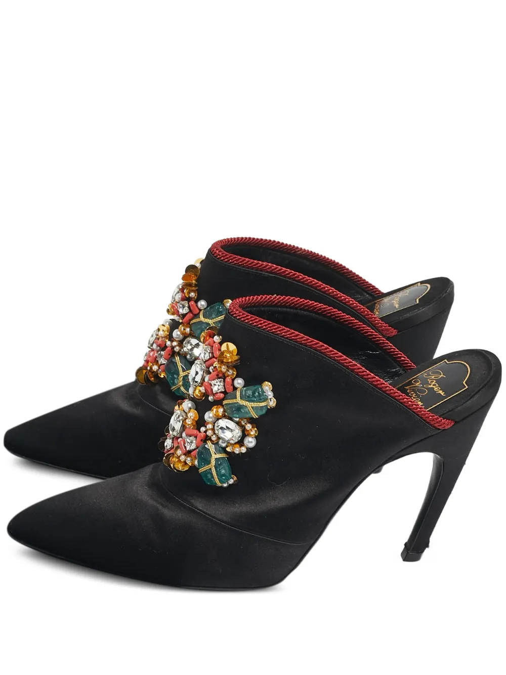 Roger Vivier Vintage crystal-embellished mules - Schwarz