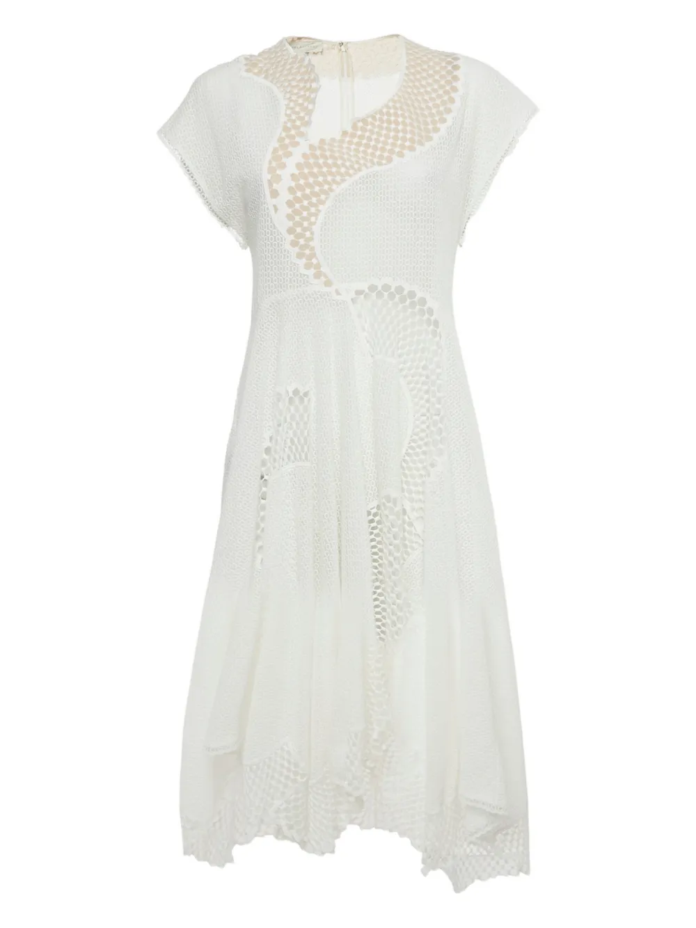 Pre-owned Stella Mccartney Lace Asymmetric Midi Dress In White