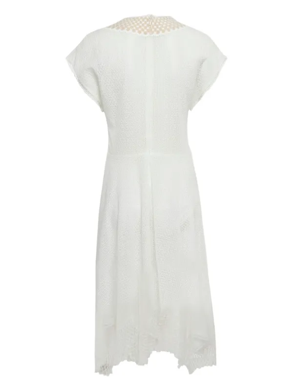 stella mccartney white lace dress Off-White Sleeveless Lace Satin Midi Dress