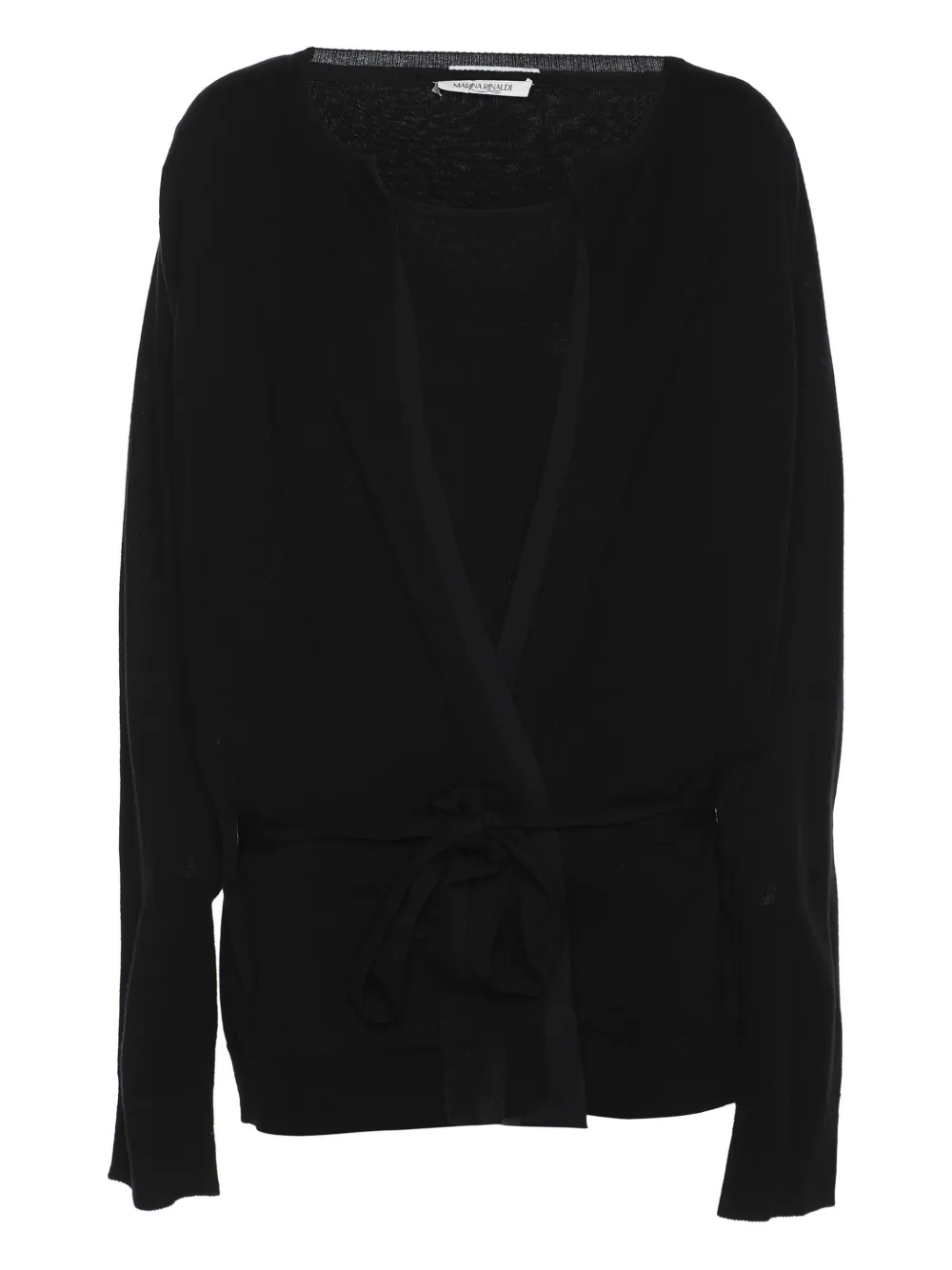 Pre-owned Marina Rinaldi Belted Cardigan In Black