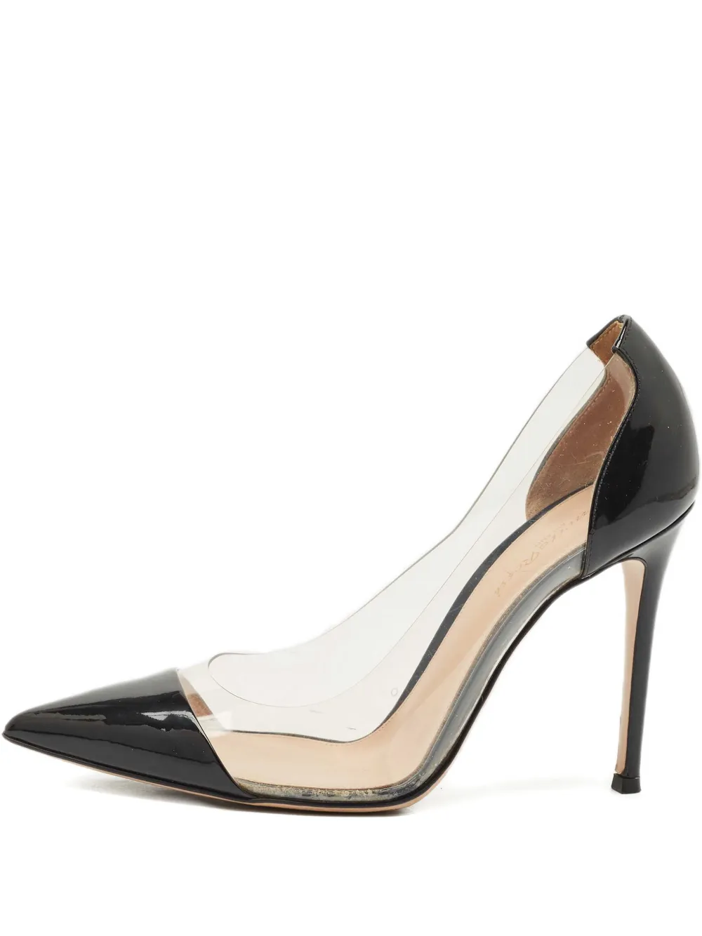 Pre-owned Gianvito Rossi Plexi Pointed-toe Leather Pumps In Black