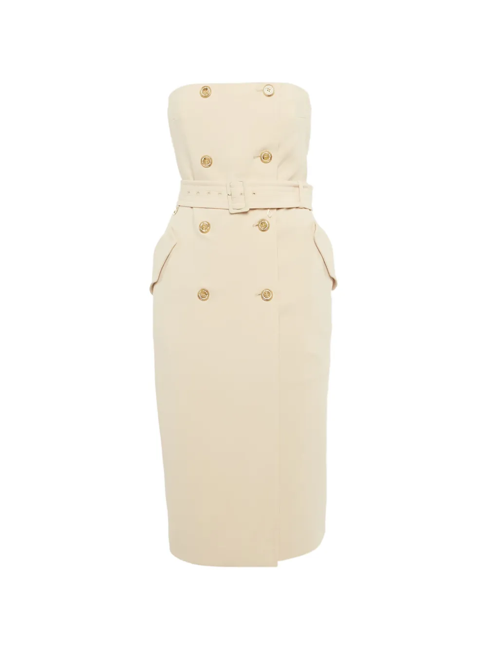 Max Mara strapless double-breasted midi dress - Toni neutri
