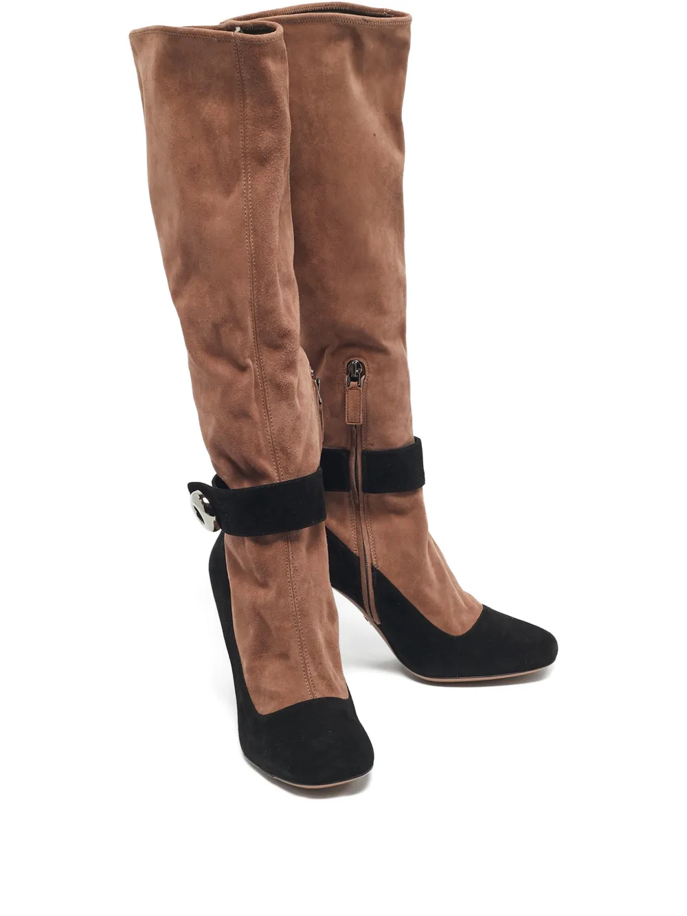 Prada Pre-Owned block-heel suede boots | Brown | Image 1
