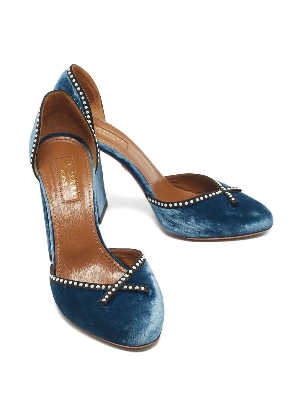 Aquazzura block-heel embellished pumps - Blauw