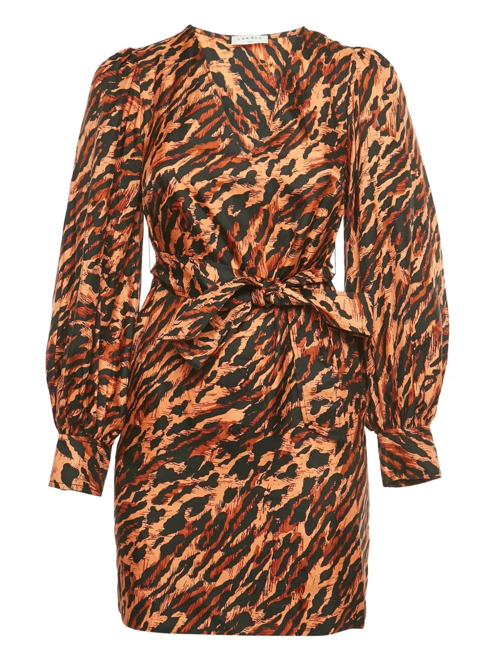 SANDRO silk animal-print mini dress - Arancione